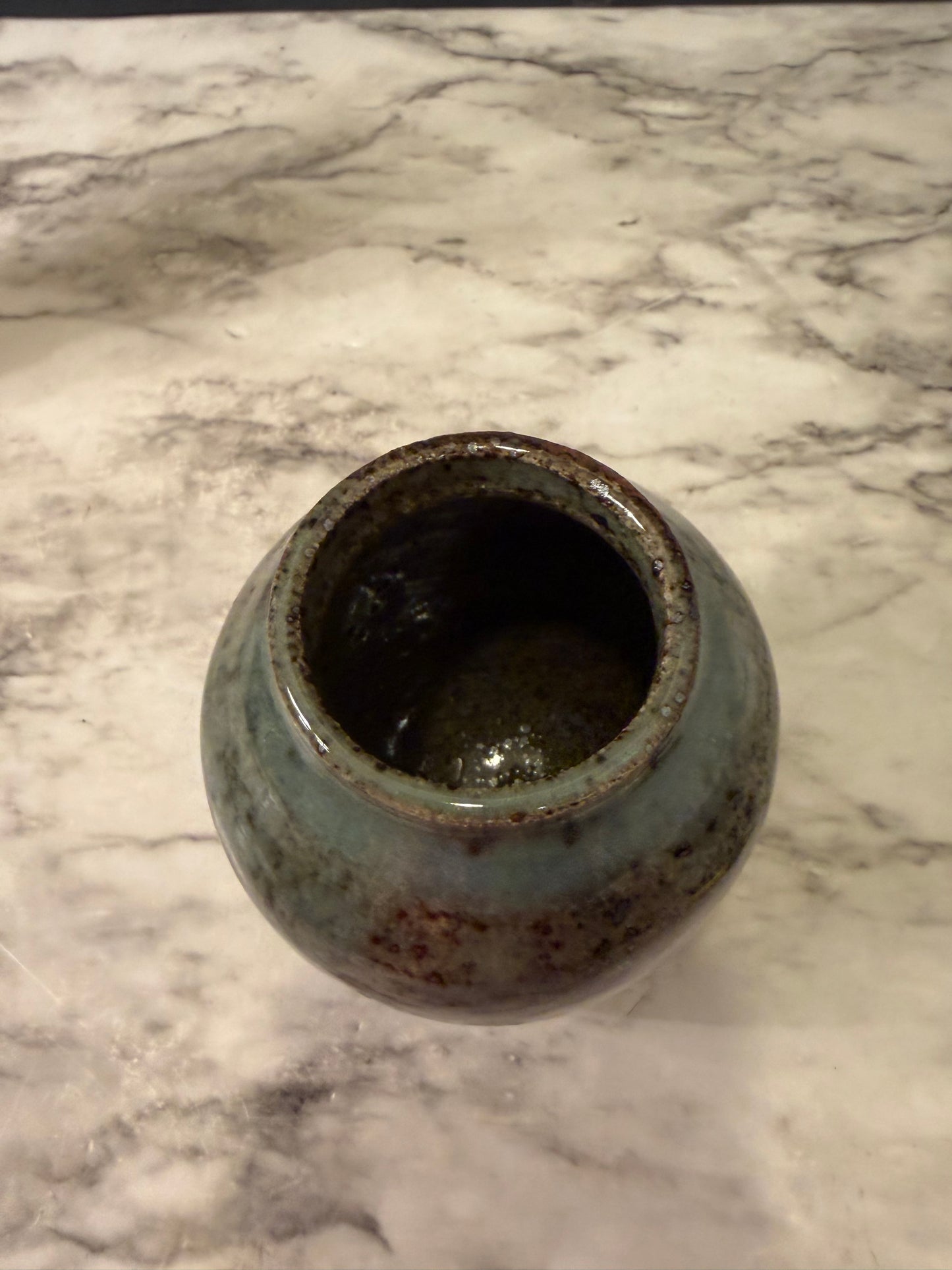 Teal Glaze Pottery Vase - Matoba KE Stamped