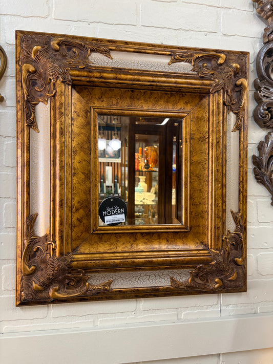 Gold and White Ornate Rectangle Mirror