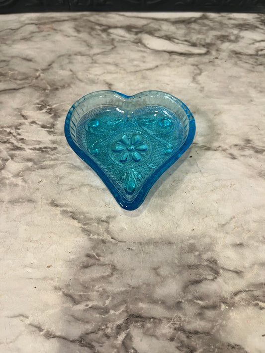 Tiara Blue Glass Heart Dish