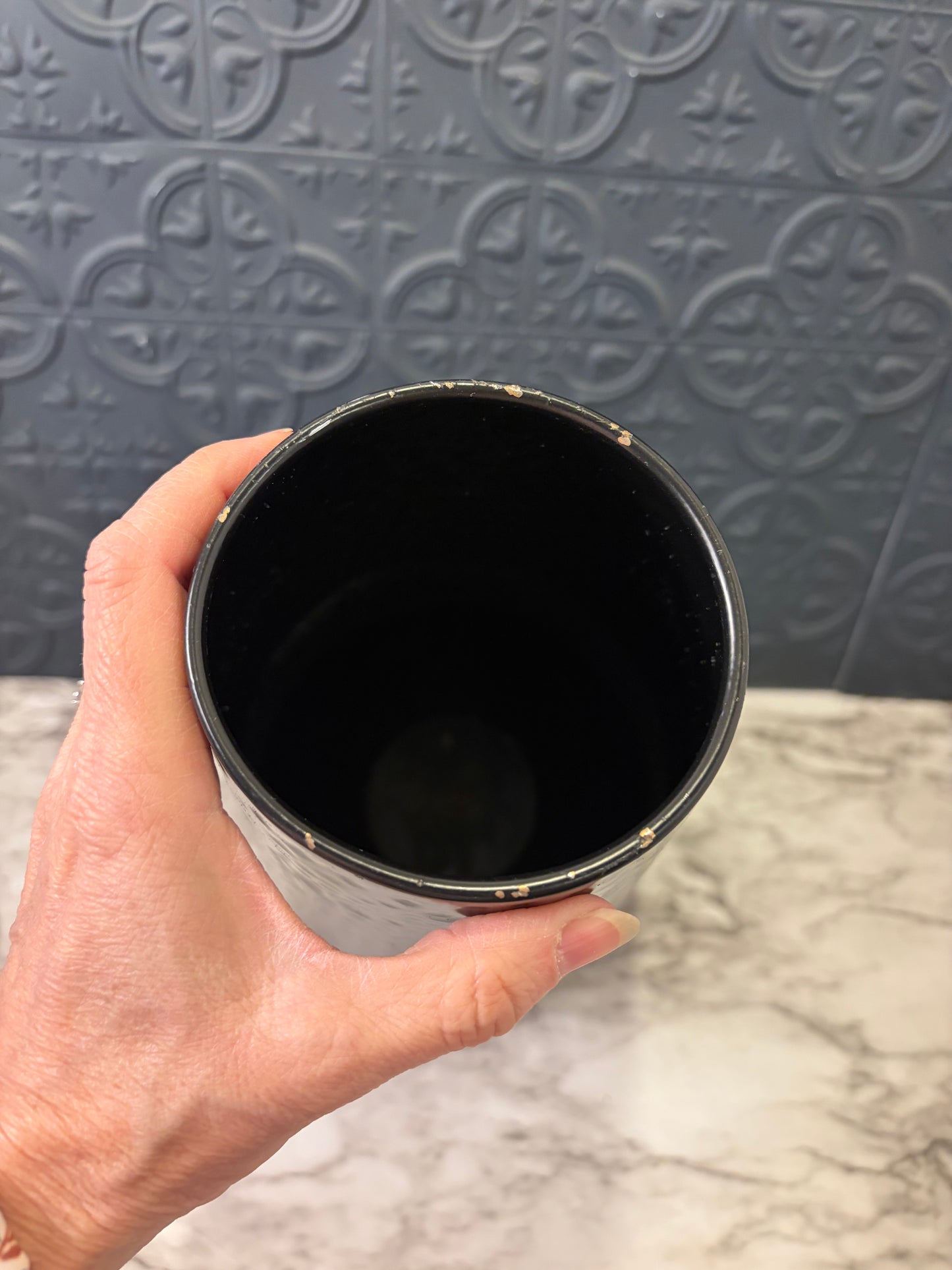 Black Hammered Modern Conical Vase