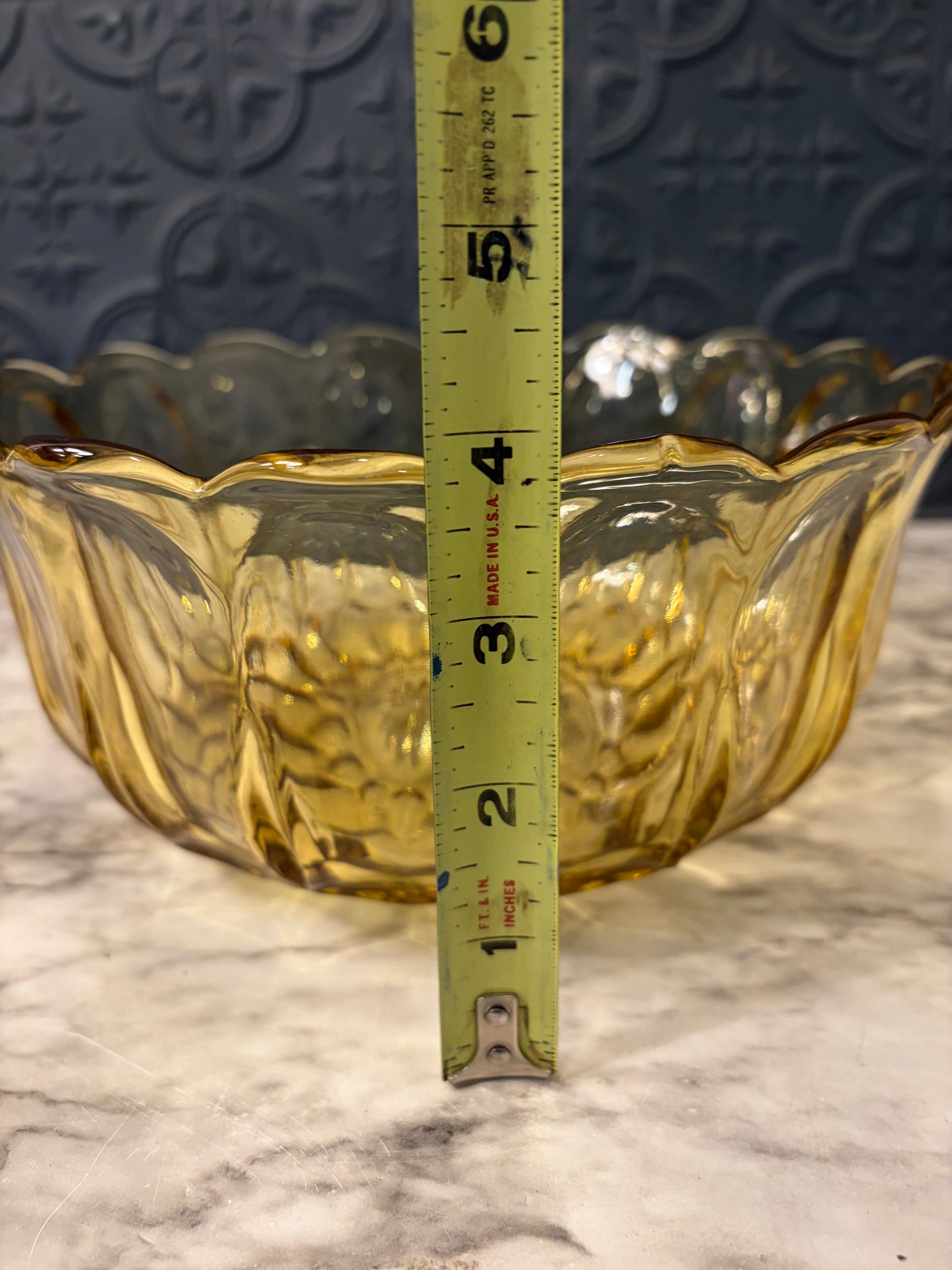 Anchor Hocking Amber Glass Bowl with Scallop Rim