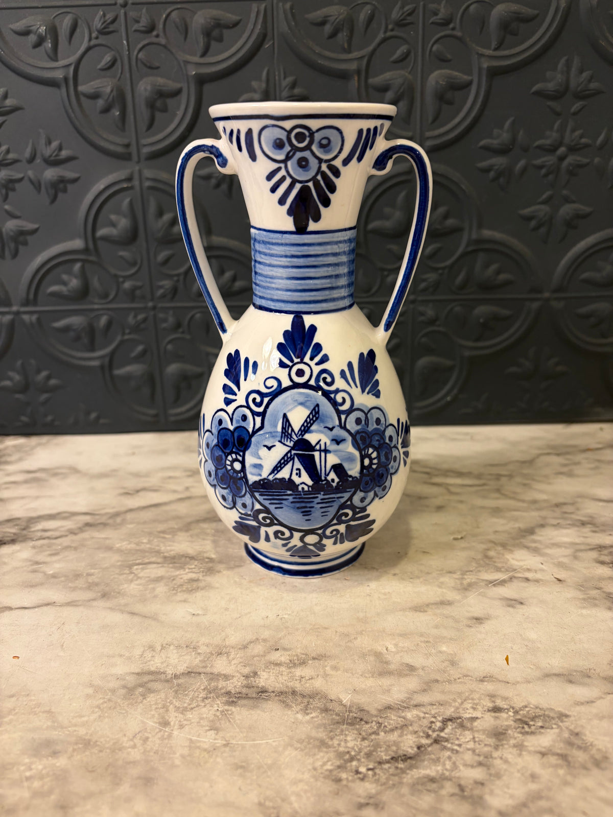 6.5" Delft Blue and White Windmill Vase