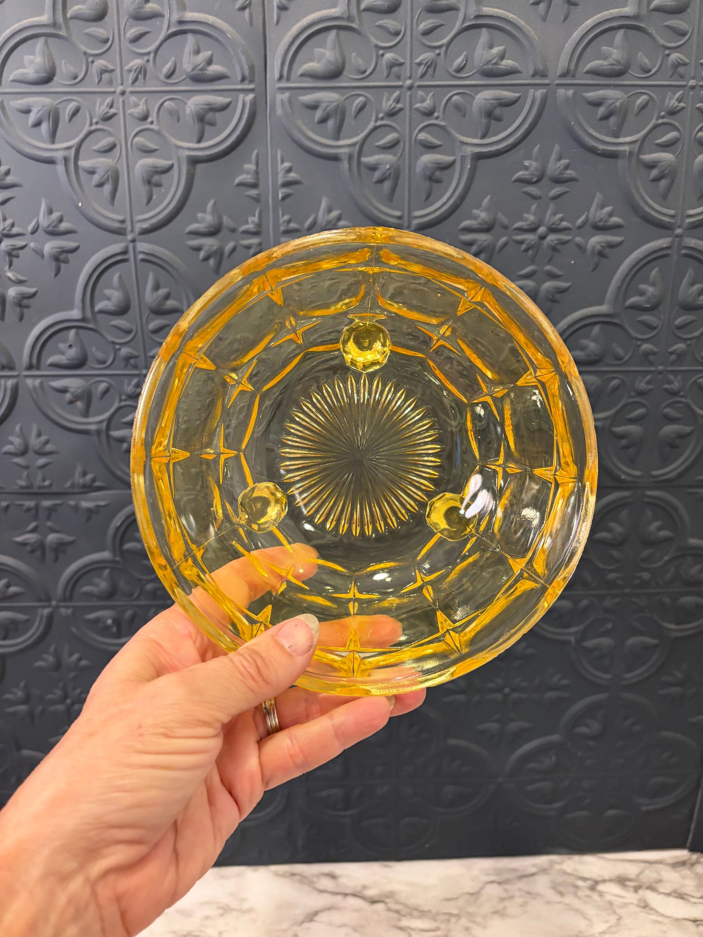Indiana Glass Yellow Footed Bowl