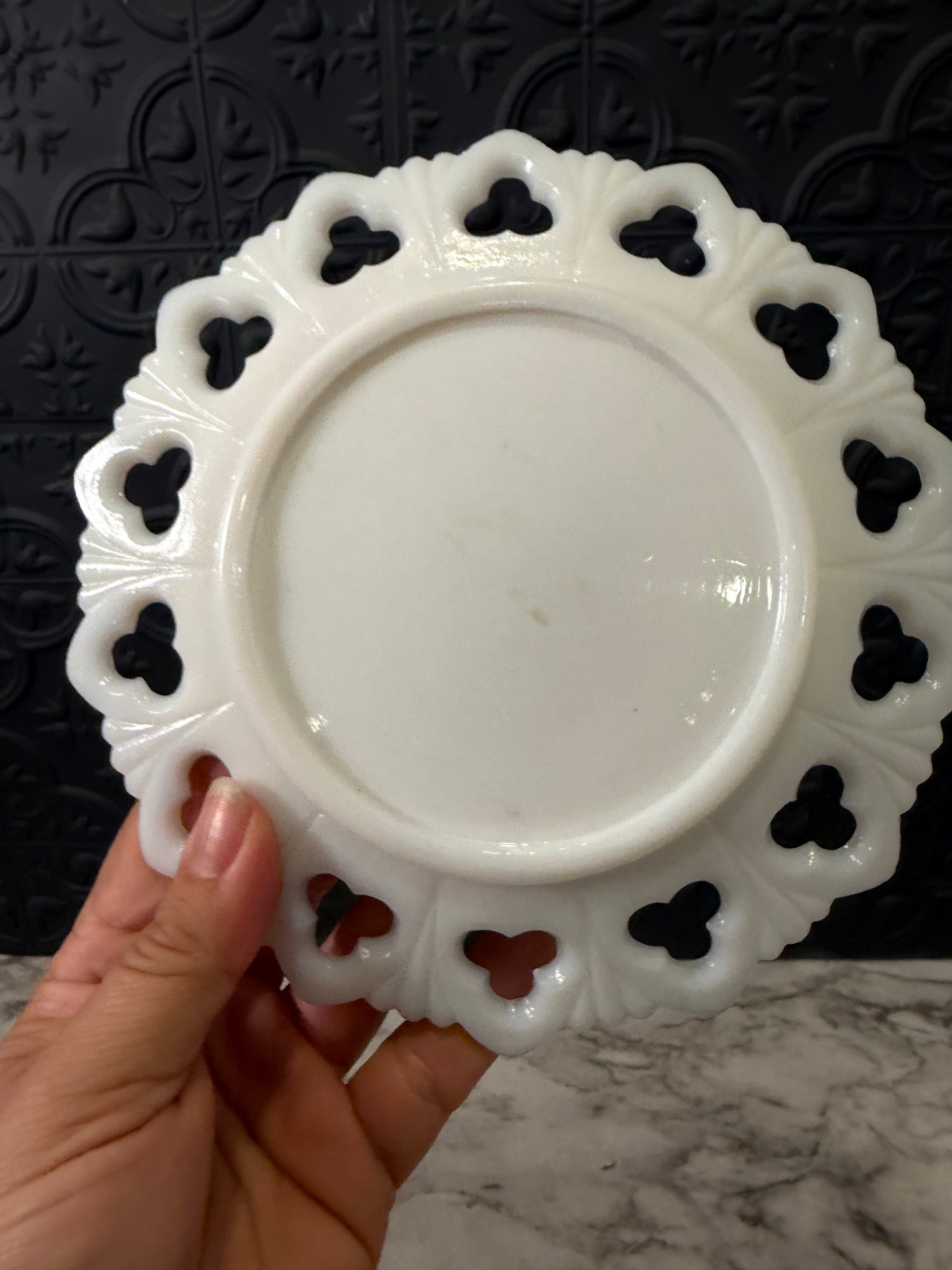 Milk Glass 7" Lace Edge Plate