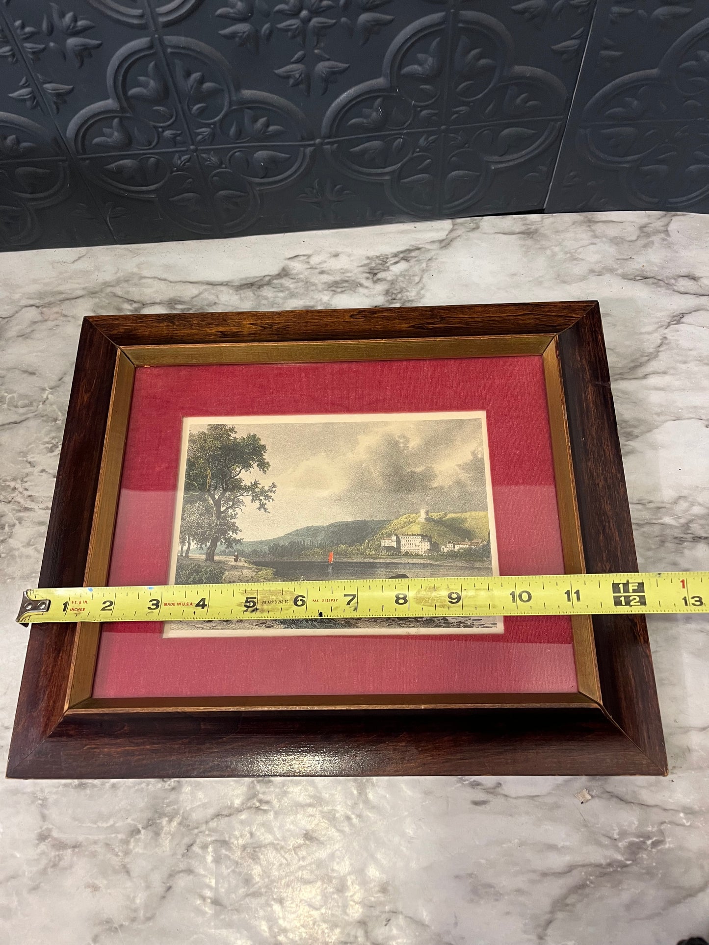 Currier and Ives Lithograph The River Side Framed