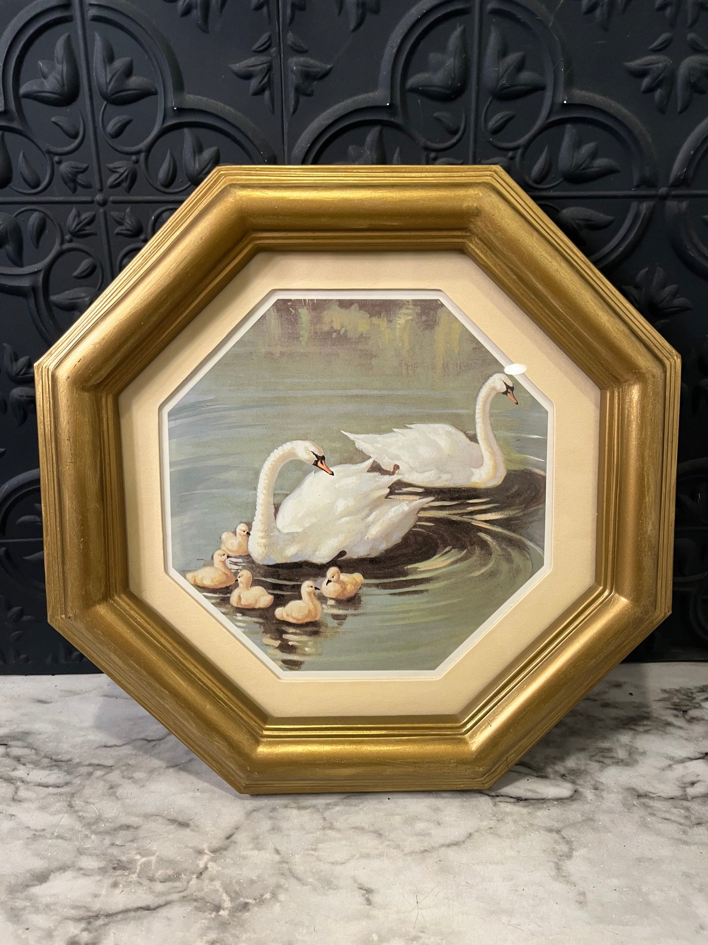 Homco Octagon Swan Family