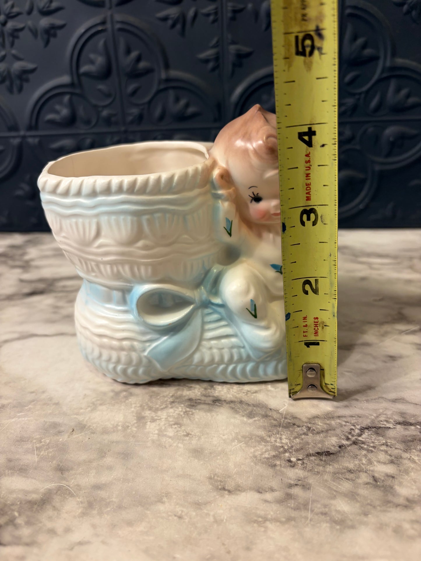 Vintage Rubens Blue Baby boot Planter