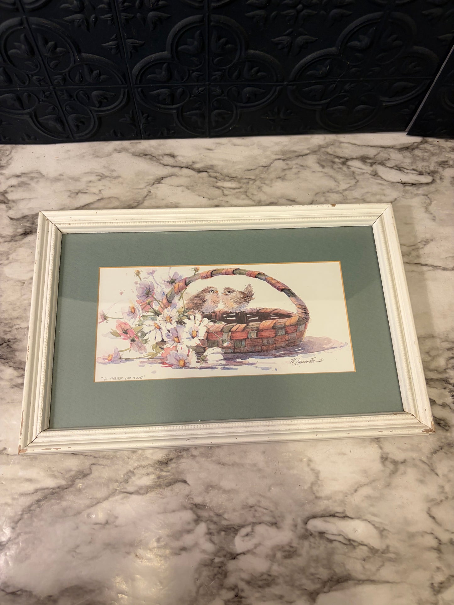 "A Peep or Two" Print Framed AS IS