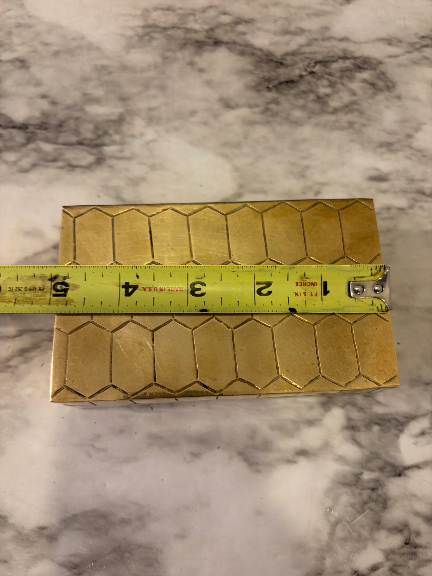 Brass Box with Honeycomb Pattern