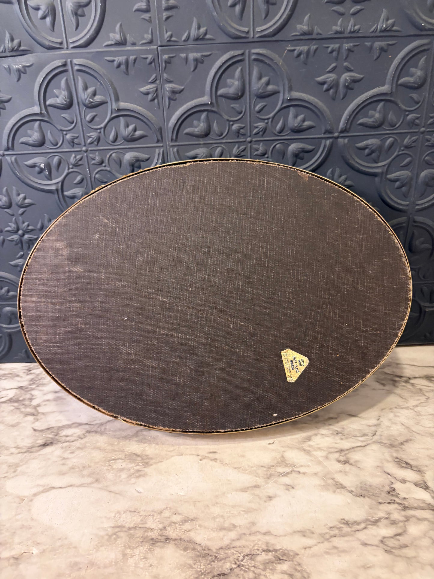 Oval Filligree Mirror Tray with Copper Backed Glass