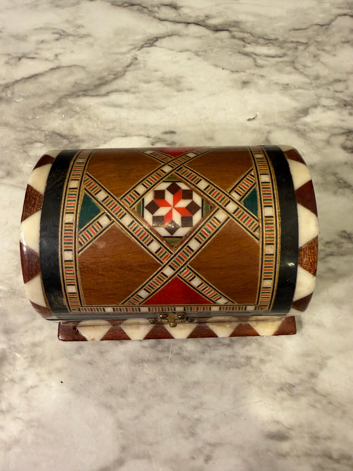 Vintage Jewelry Box with Inlaid Mosaic