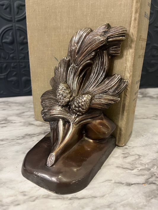 Antique Bronze Vintage Pinecone Bookend  Only 1