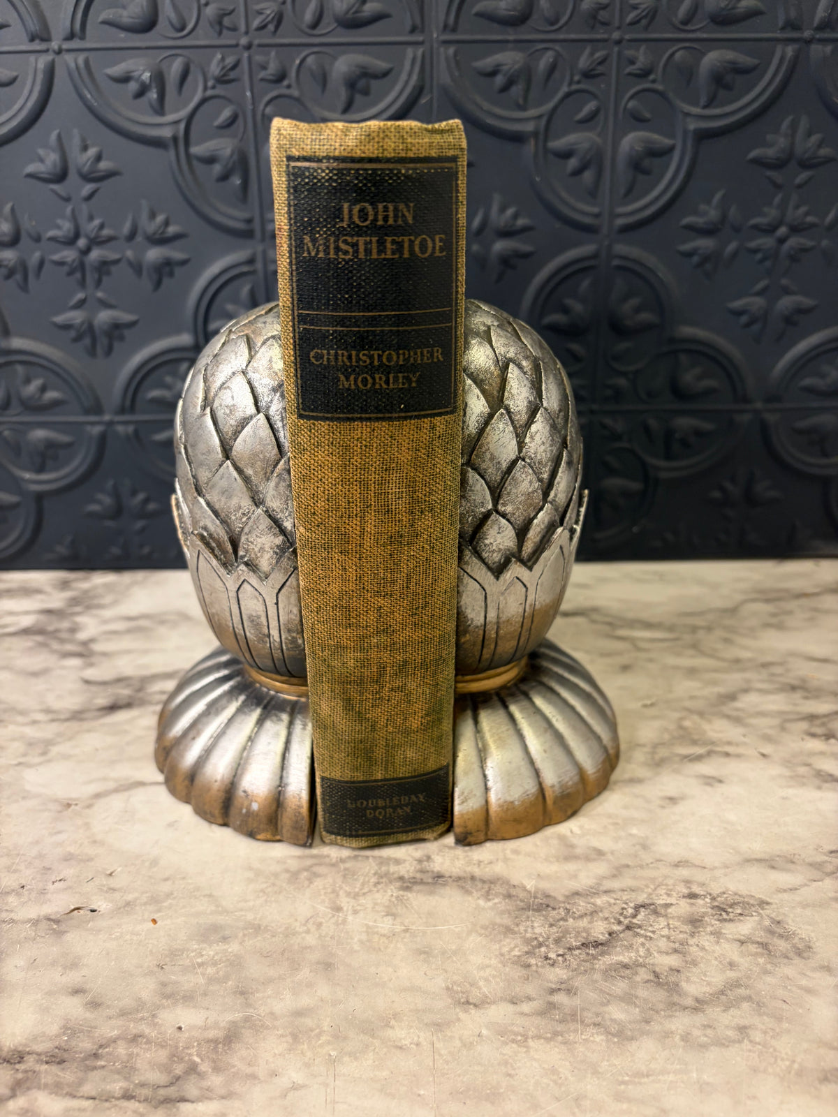 Silver Tone Artichoke Bookends
