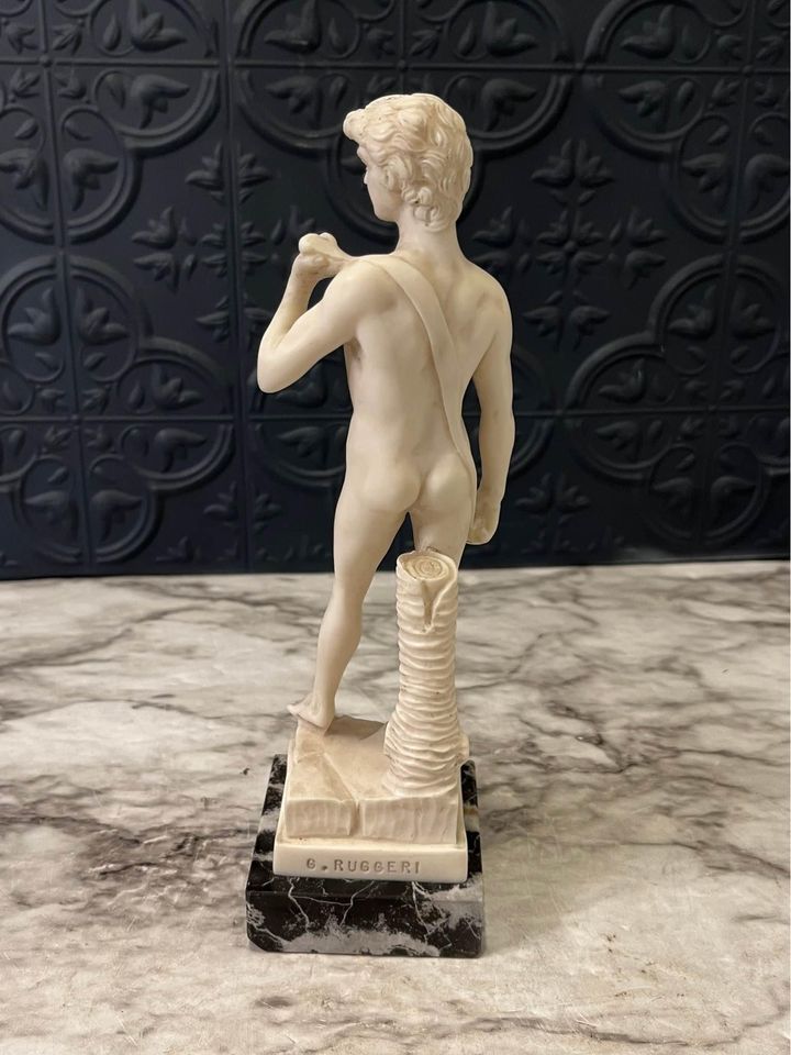 Vintage David Statue On Marble Base