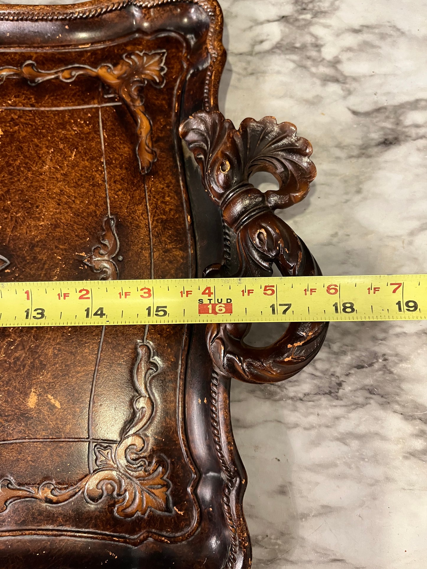 Decorative Tray with Bow Handles Brown Tones Heavy