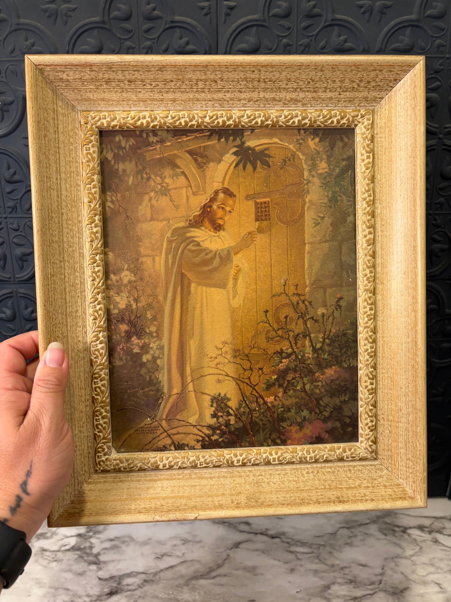 Christ at Hearts Door Print on Board