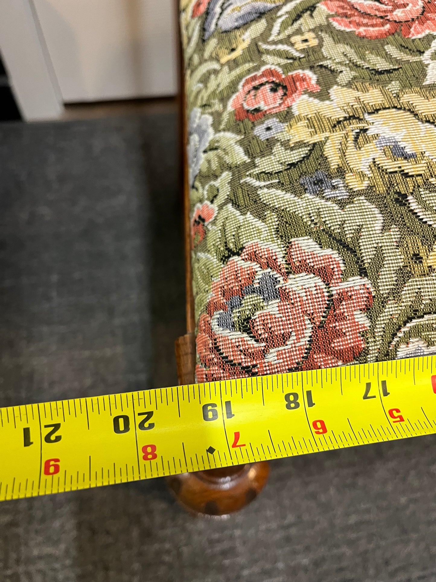 Antique Oak Chair with Floral Seat