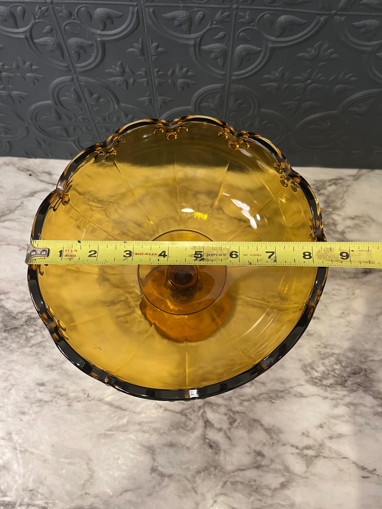 Indiana Glass Amber Teardrop Pedestal Bowl