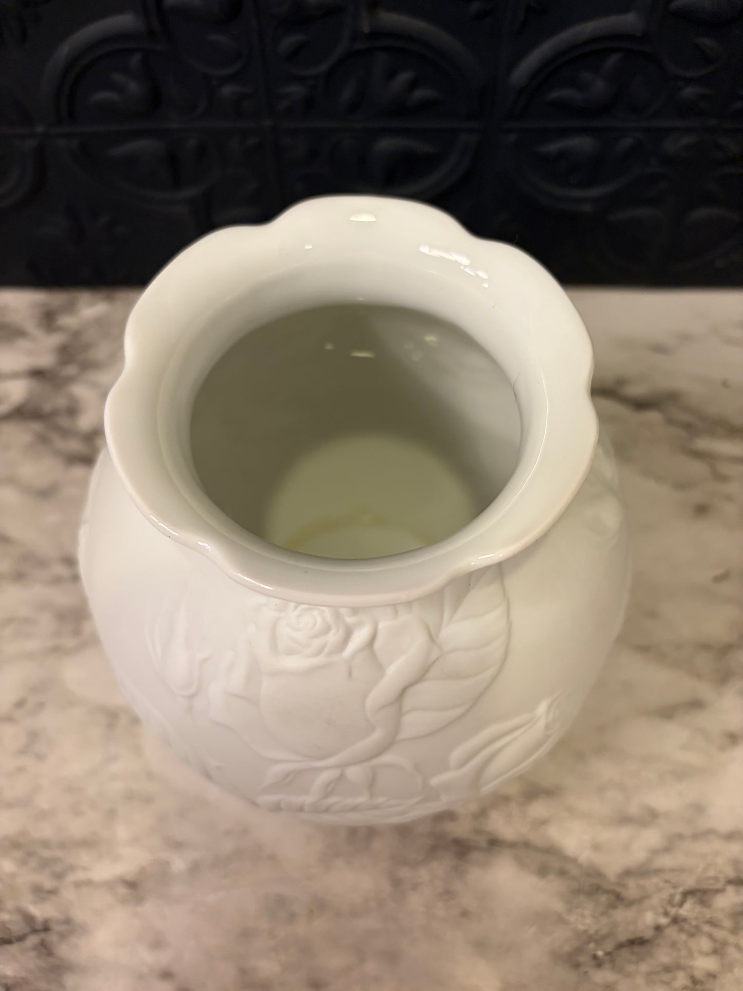 Kaiser Bisque Porcelain Rose Relief Vase