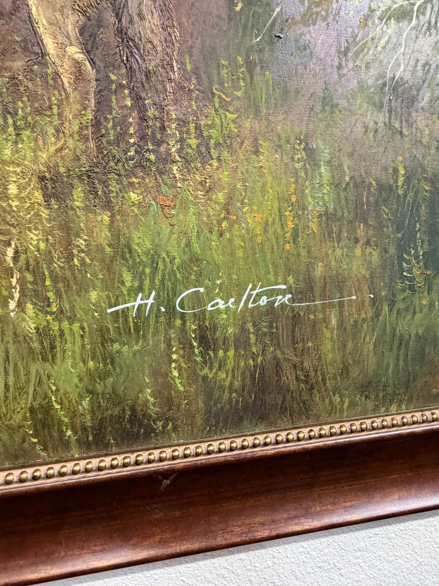 Original Oil Painting by H. Carlton Two Wolves