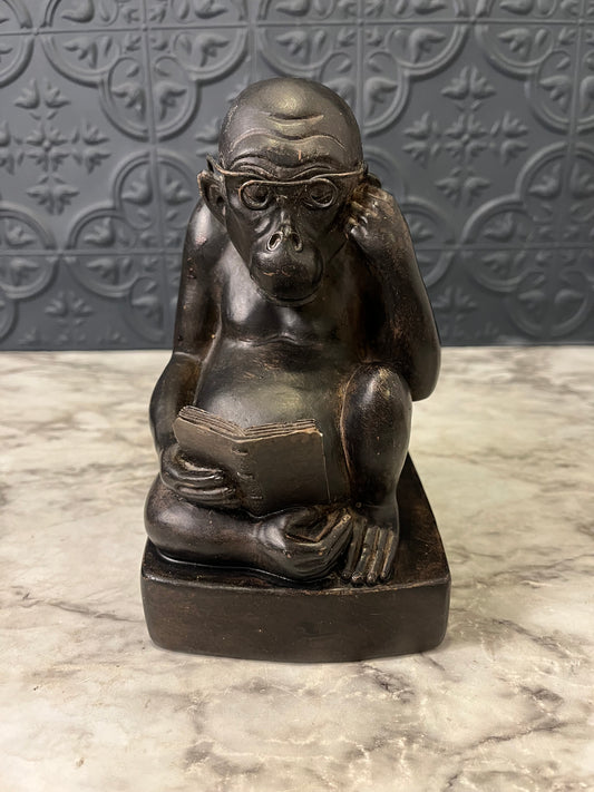 Monkey Statue Reading a Book