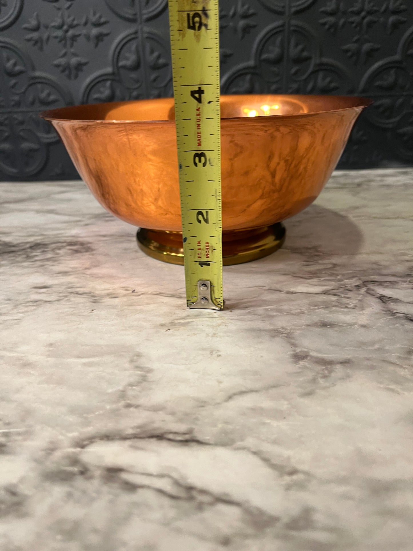 Copper Pedestal Bowl with Brass Base