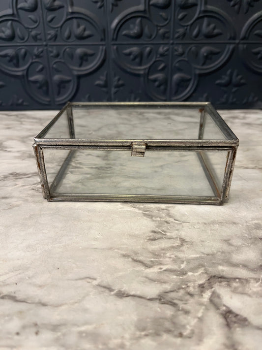 Square Silver Tone and Glass Box