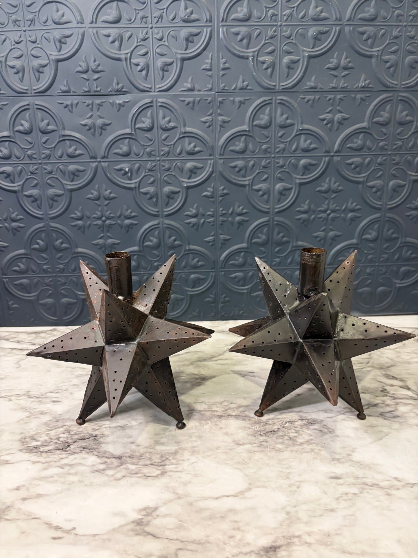 Metal Moravian Star Candle Holder Set of 2