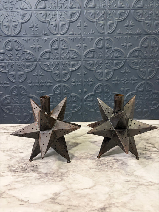 Metal Moravian Star Candle Holder Set of 2