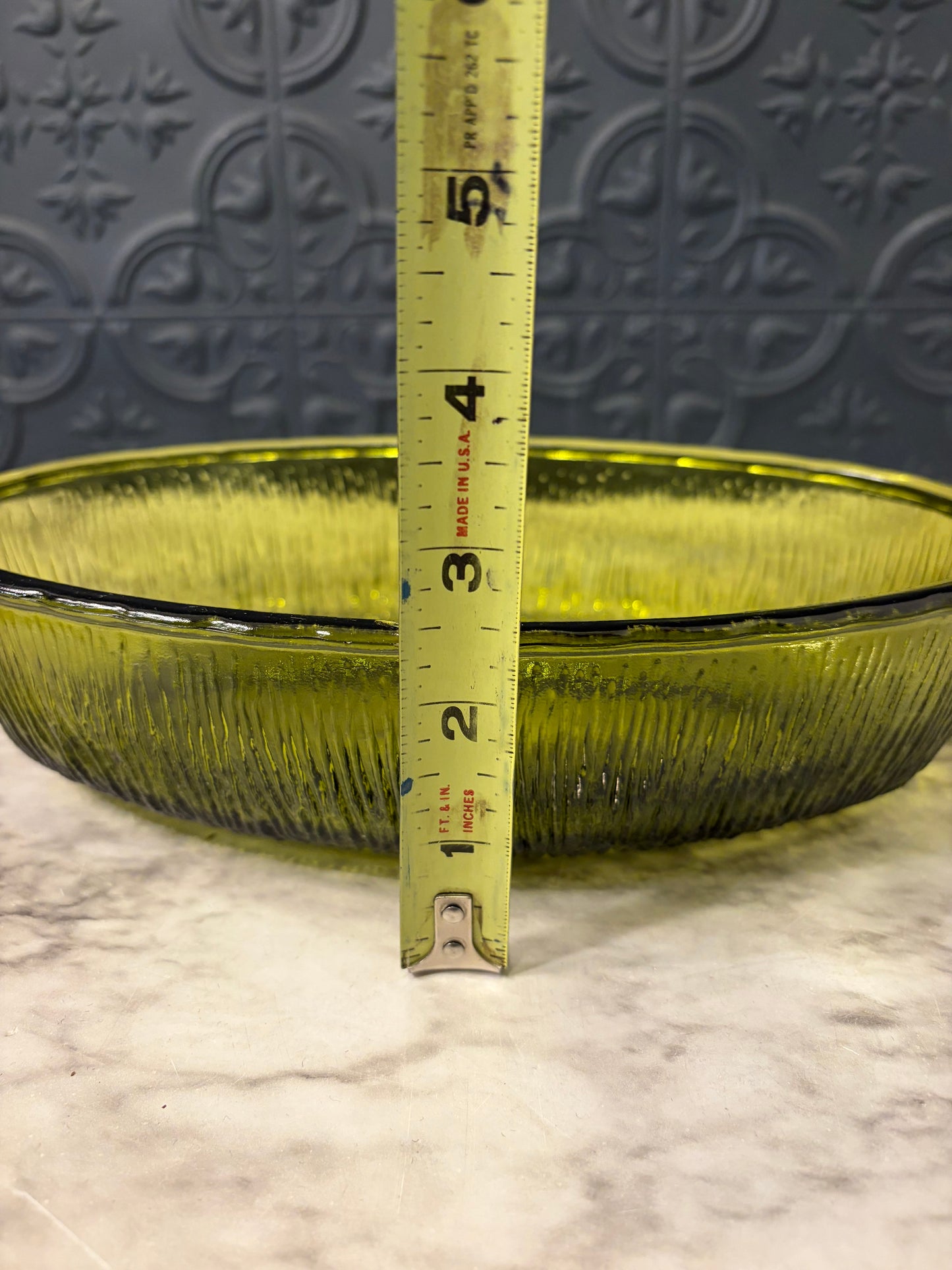 FTD Avacado Green Glass Oval Bowl