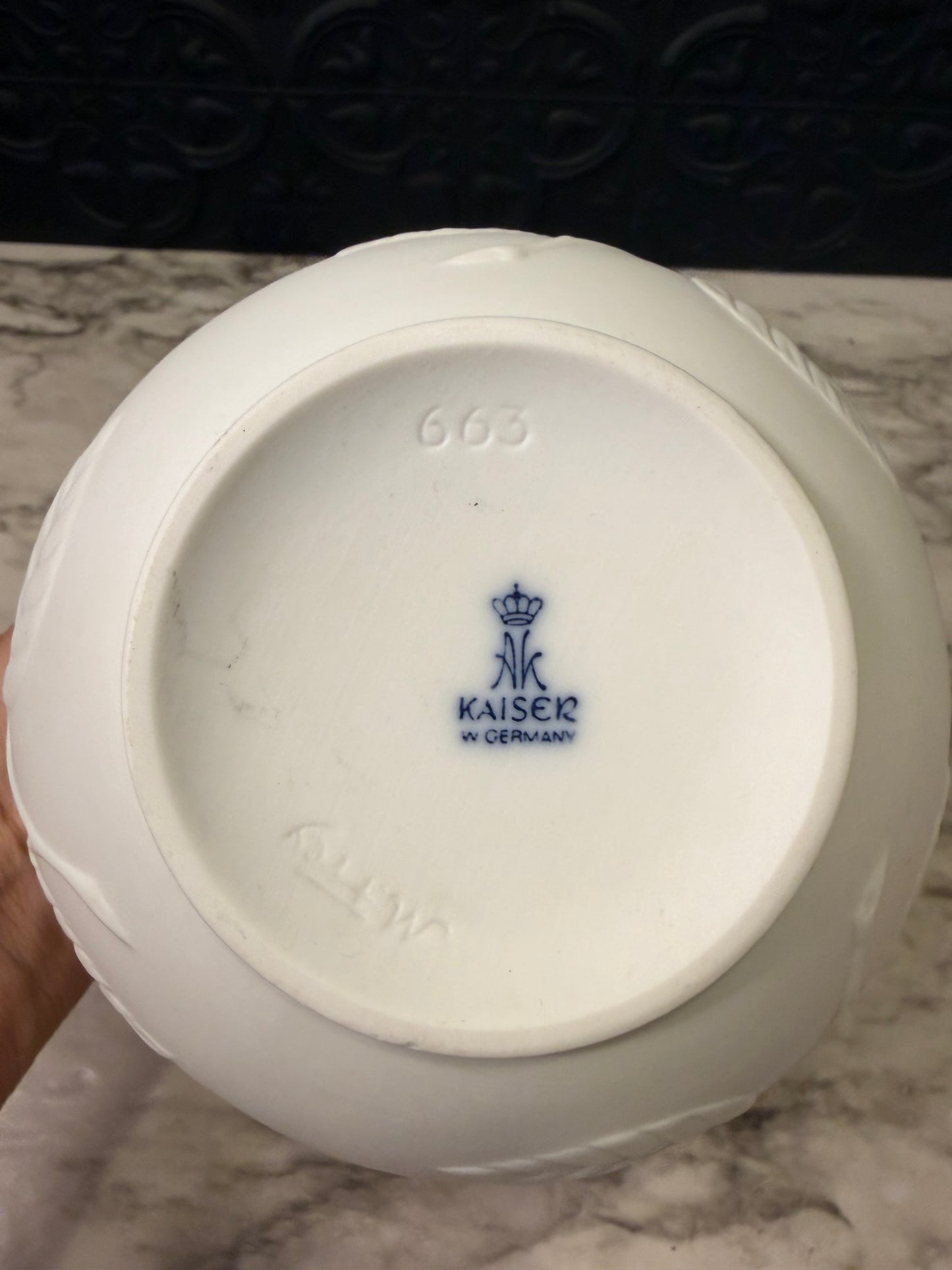 Kaiser Bisque Porcelain Rose Relief Vase