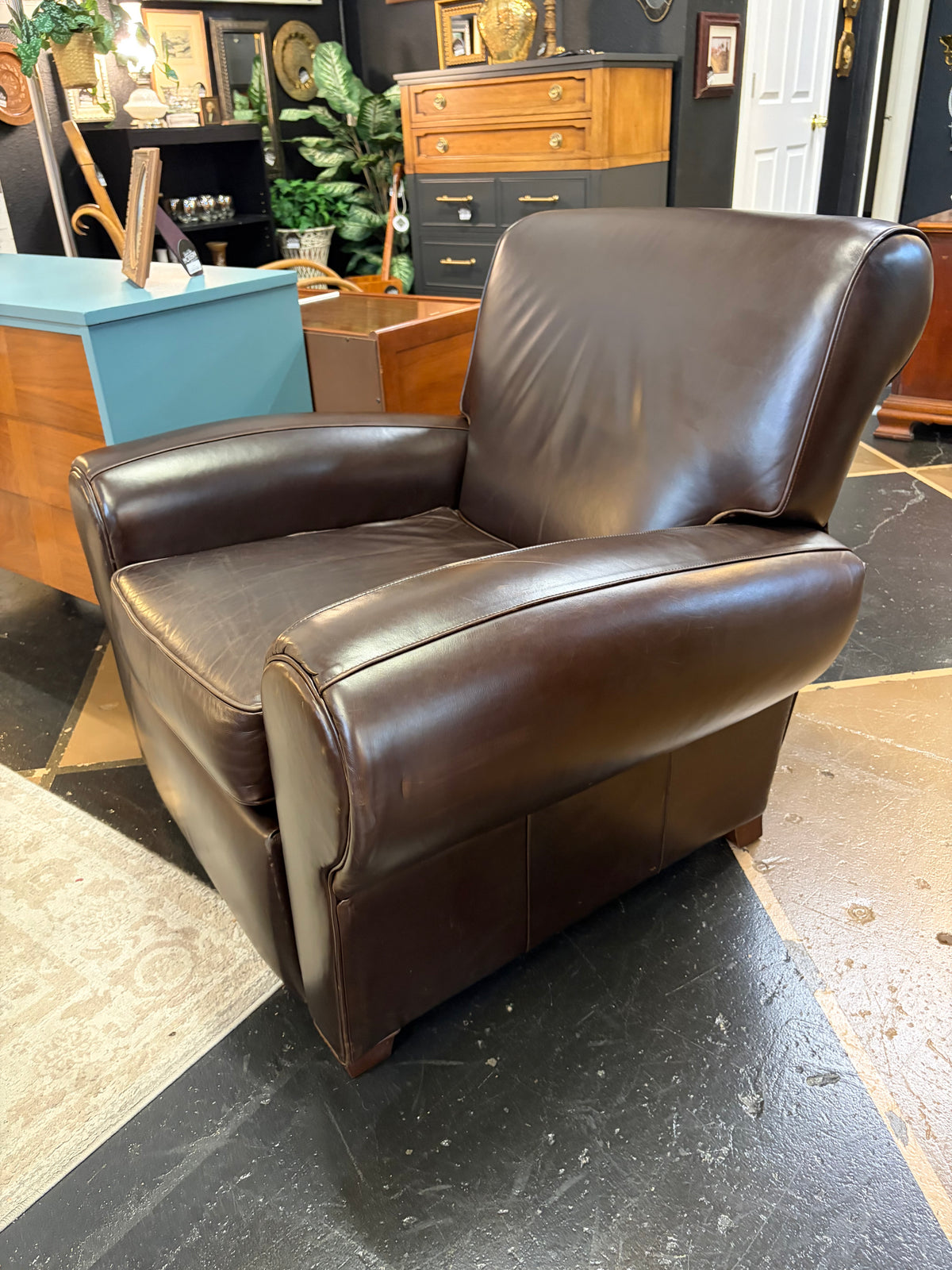 Pottery Barn Dark Leather Recliner
