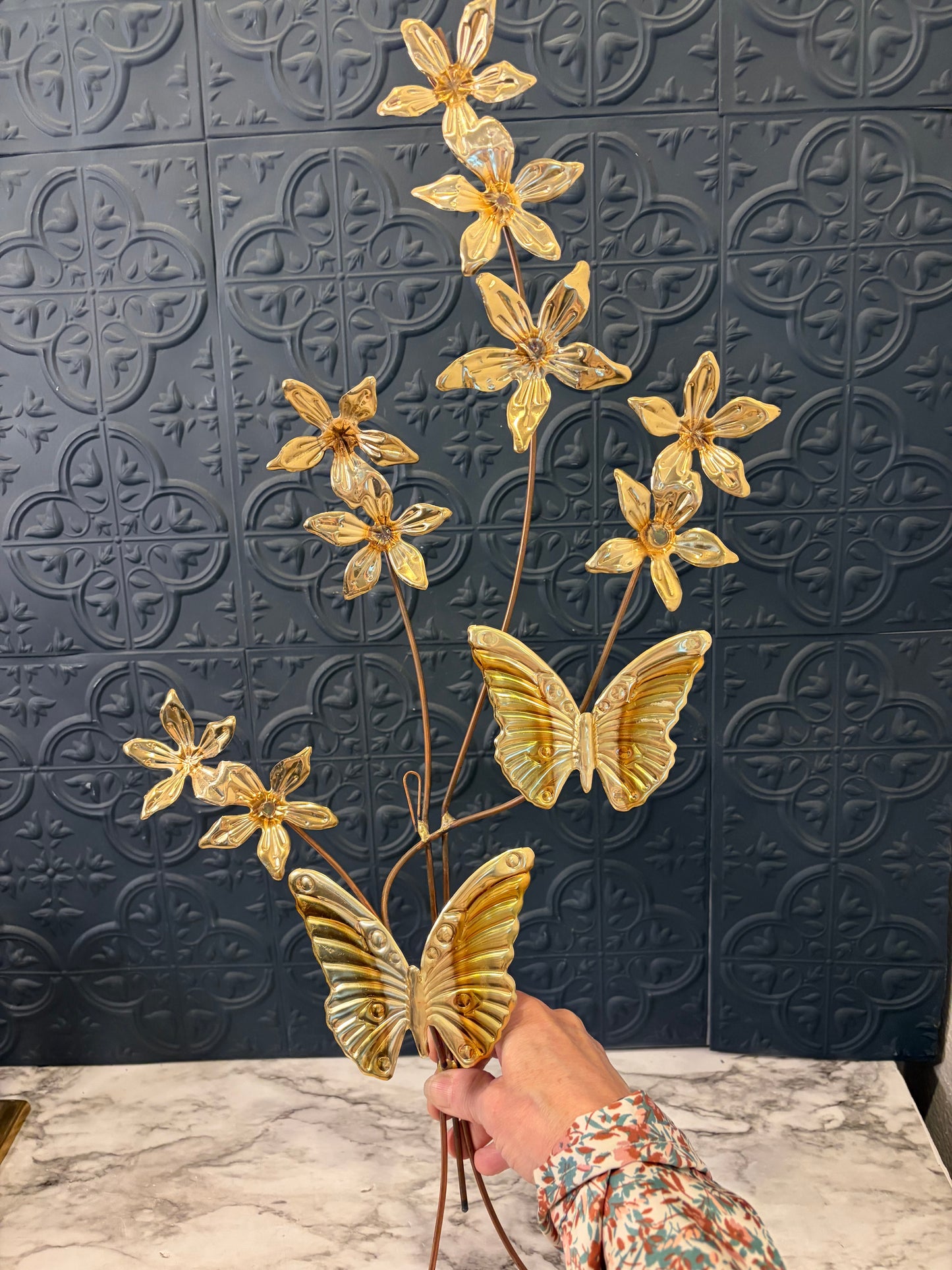 Homco Brass Butterflies and Flowers