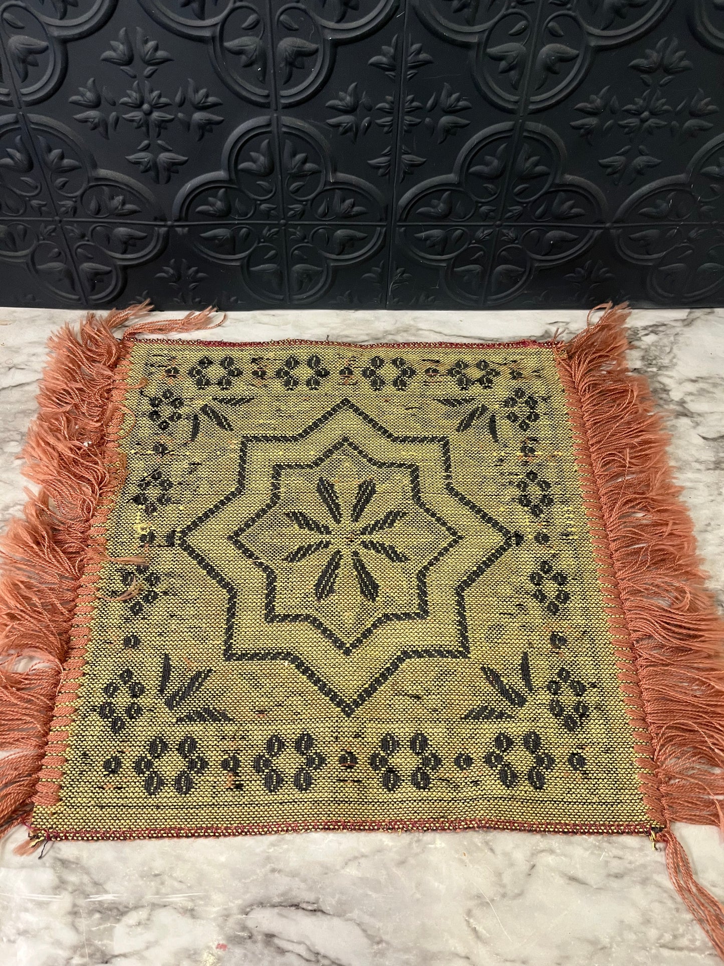 Vintage Pink and Black table rug