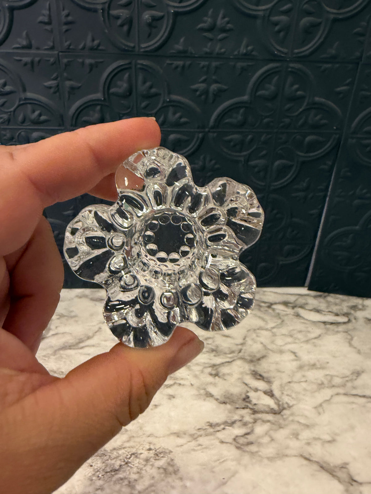Glass Flower Candle HOlder Set of 2