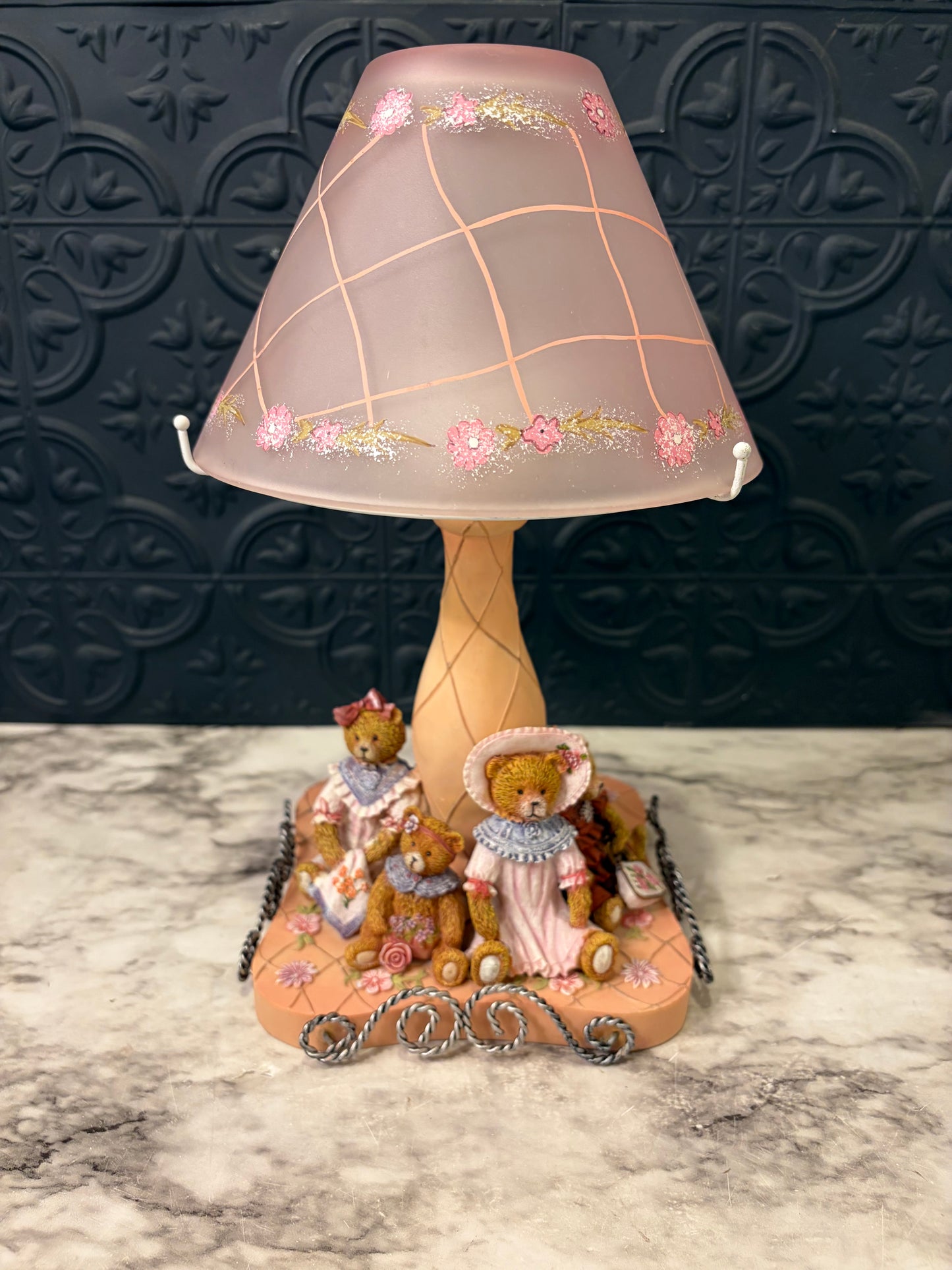 Vintage Resin Teddy Bear Votive Lamp