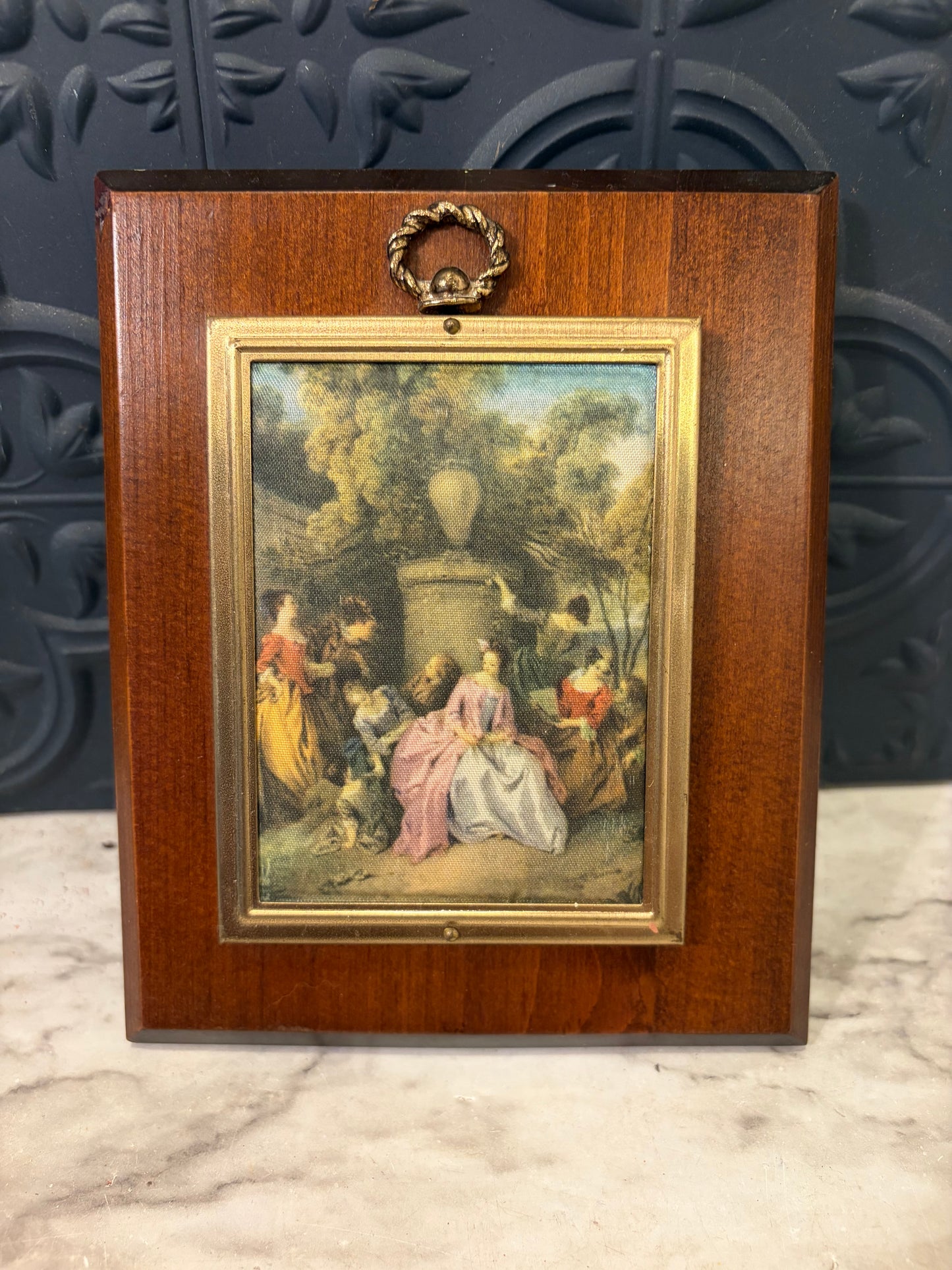 Silk Picture of Women Mounted on Wood