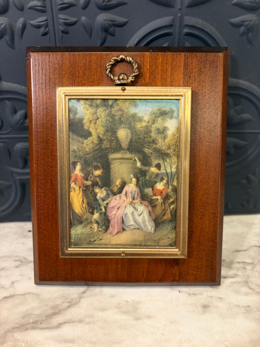 Silk Picture of Women Mounted on Wood