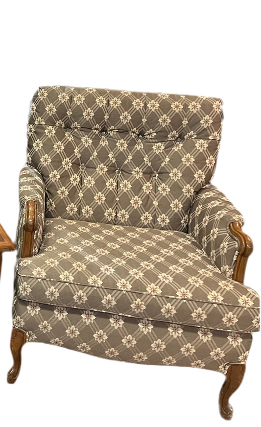 Brown Arm Chair with Floral design