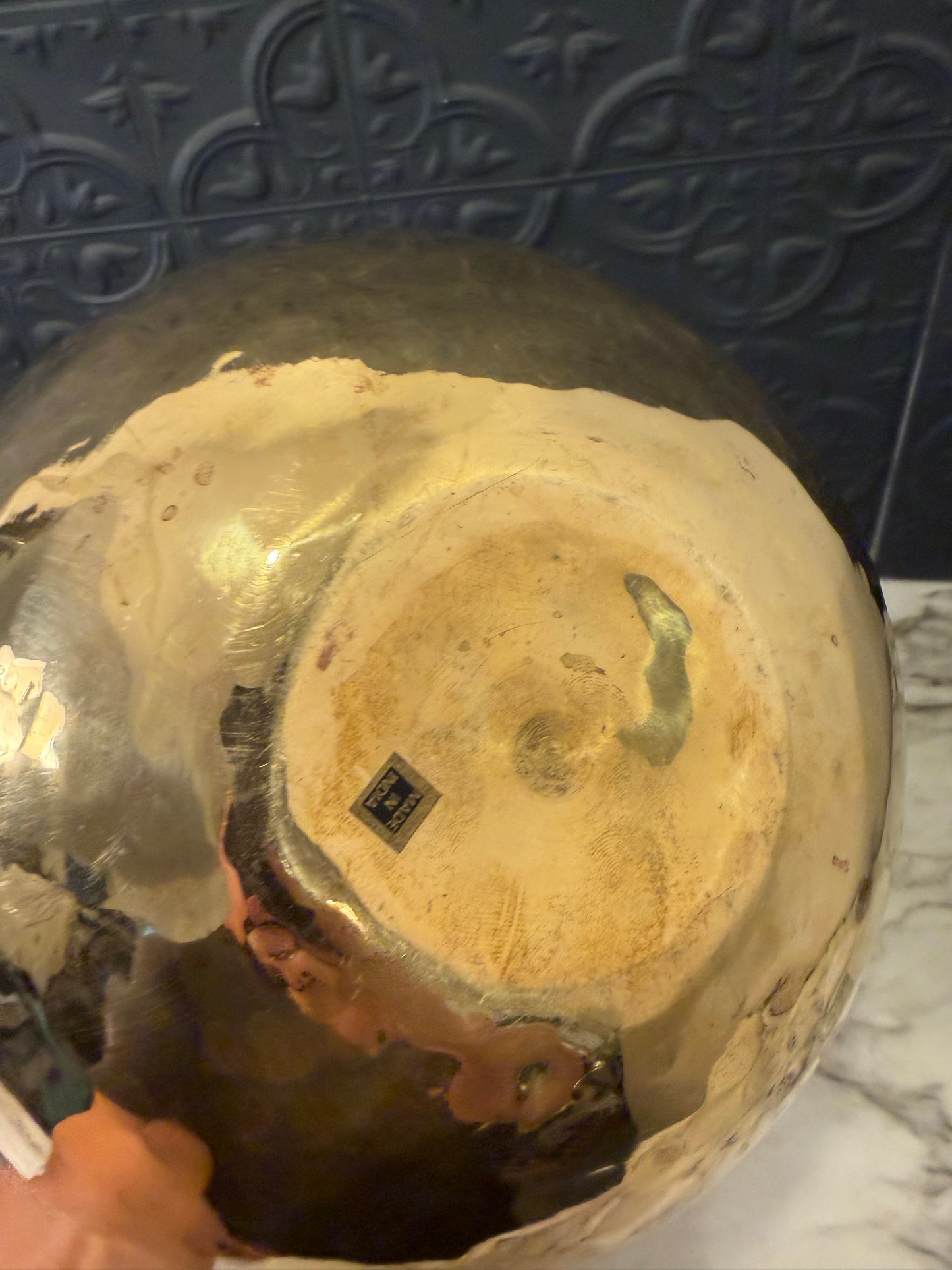 Hammered Brass Round Vase