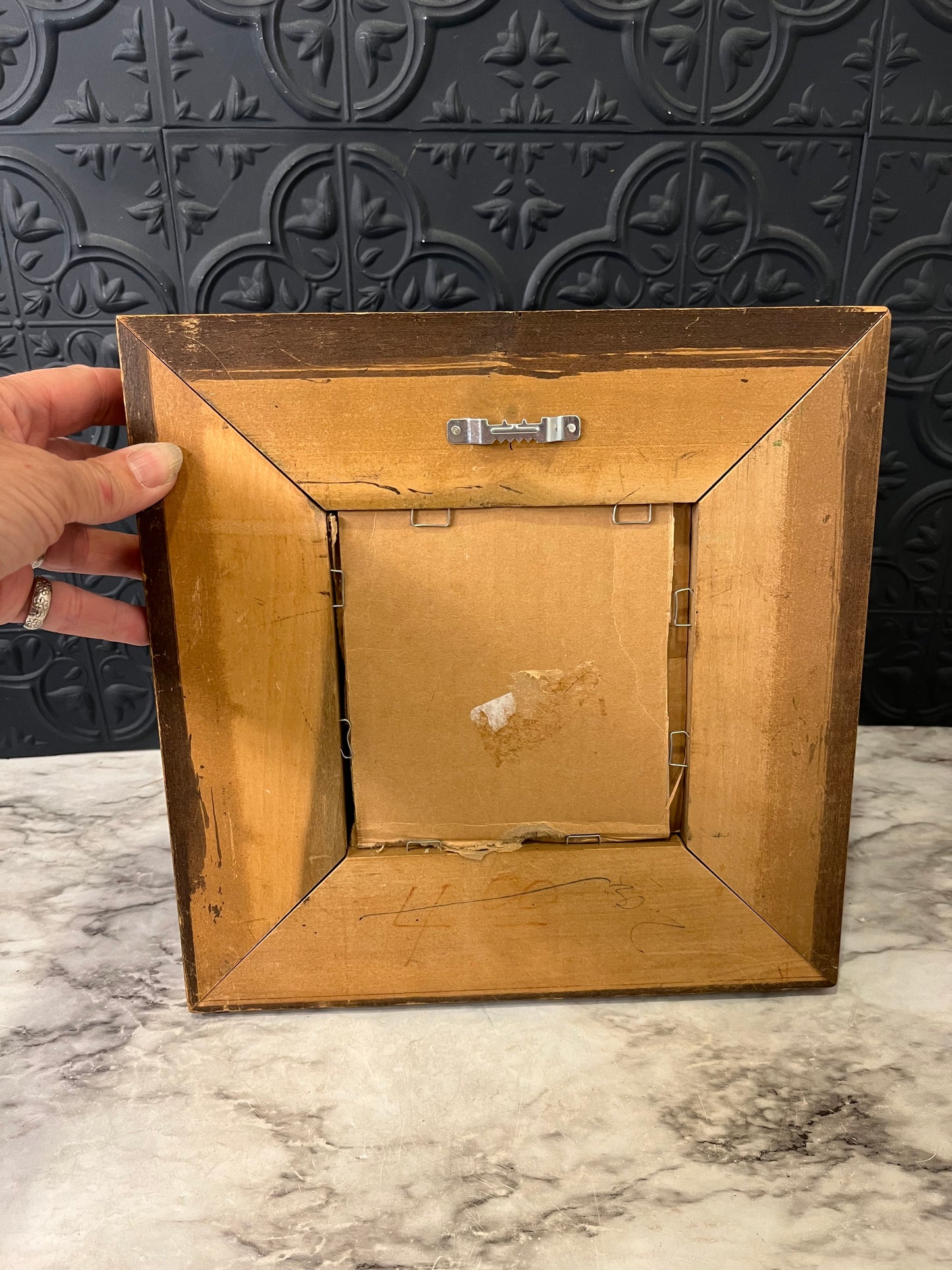 Square Chunky Mirror Gold Wood Color