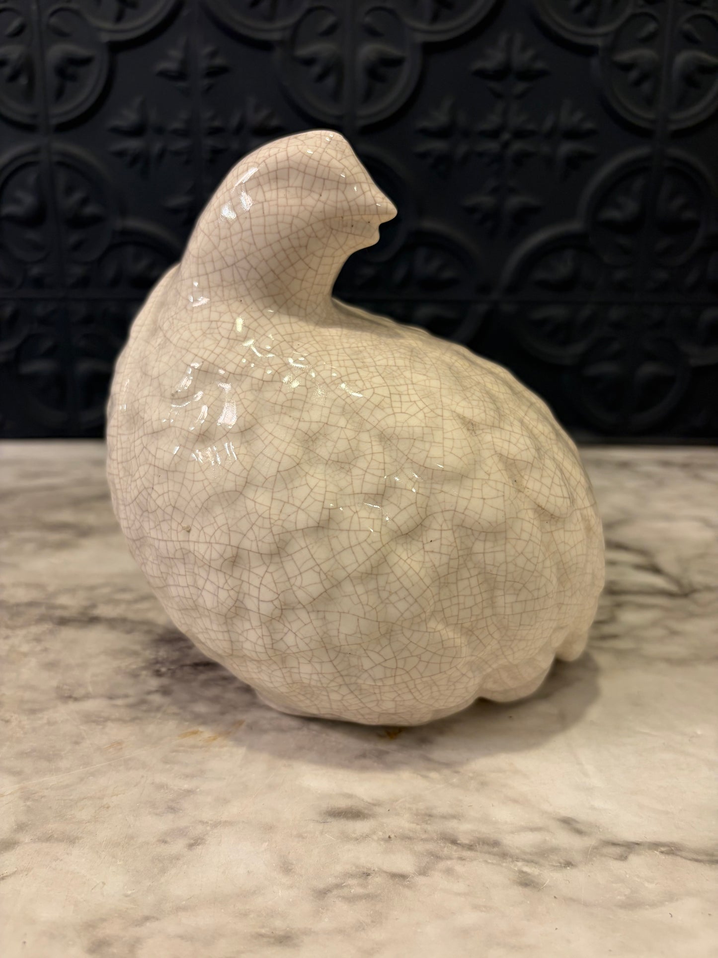 Cream Crackle Quail Ceramic