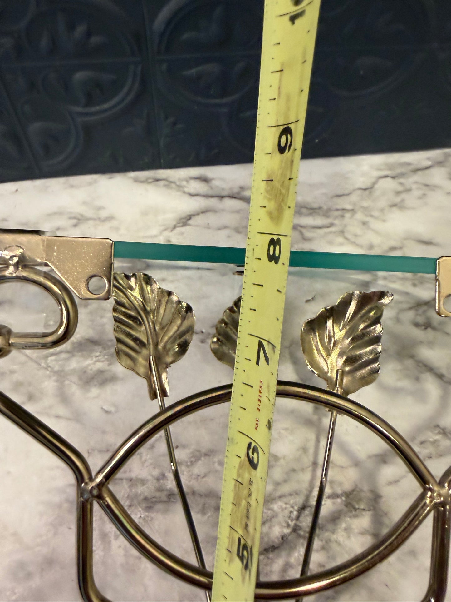 Brass Leaf and Glass Wall Shelf Small