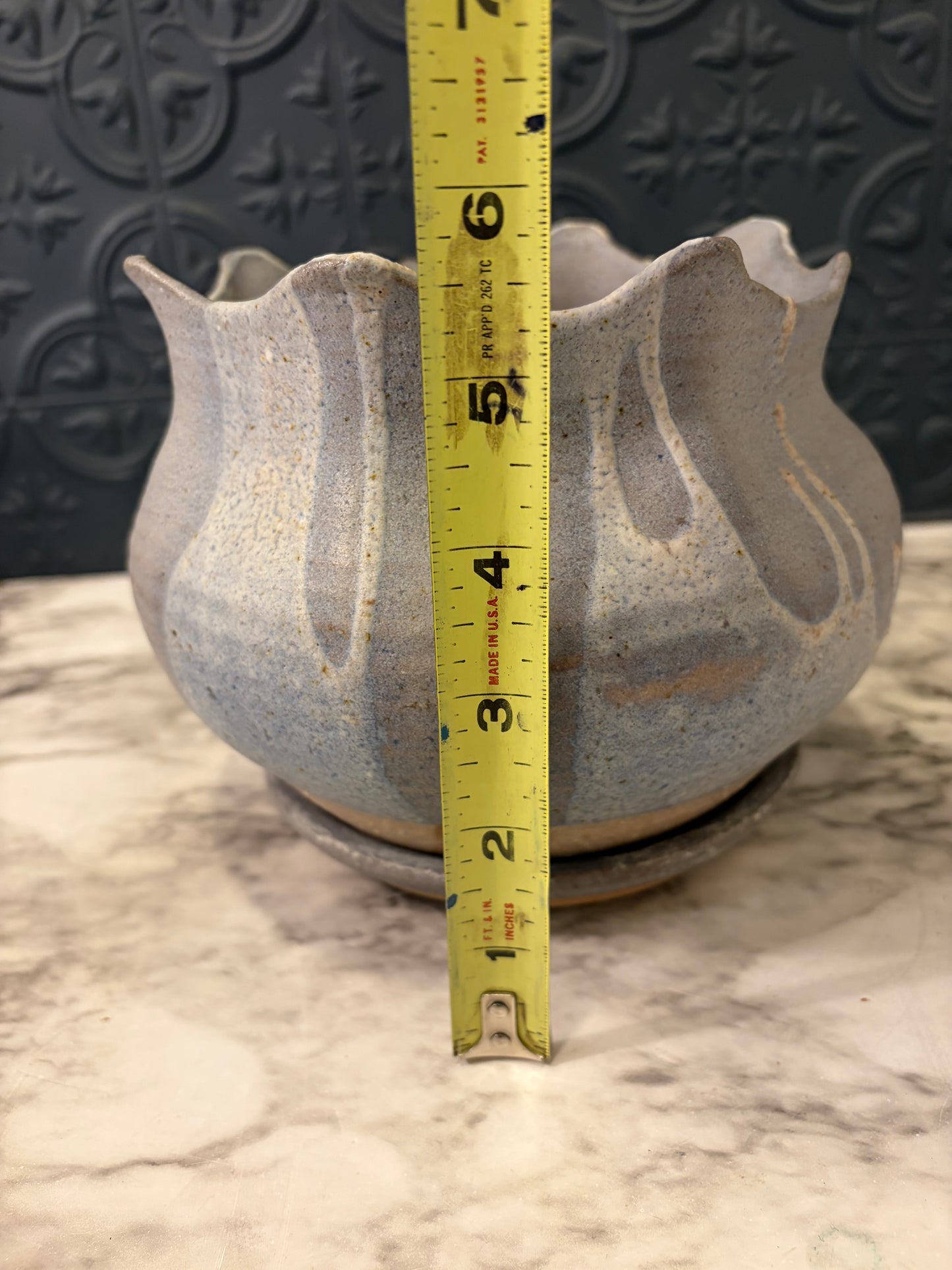 Grey Scallop Two Piece Planter