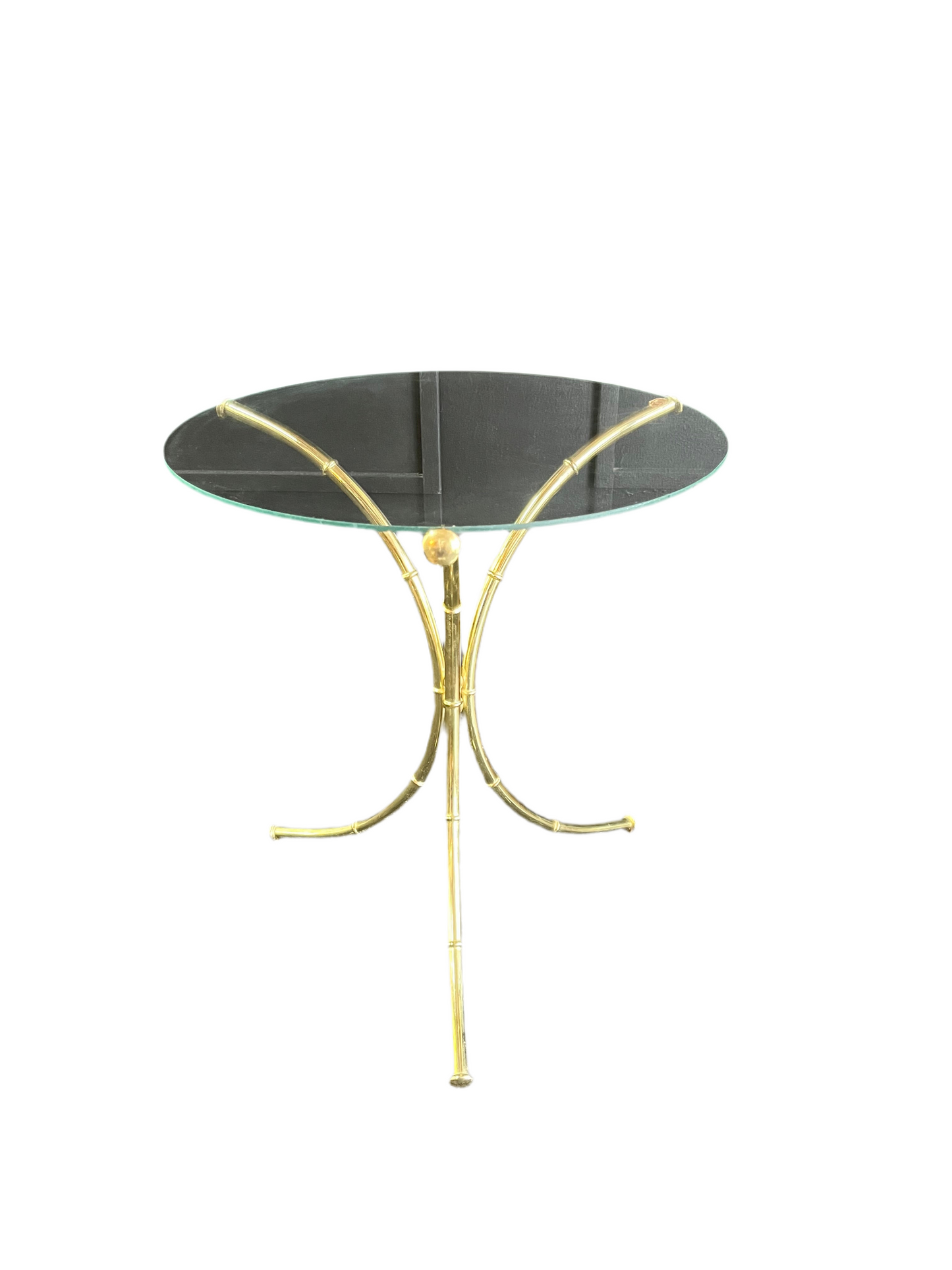 Small Brass and Glass Round Side Table