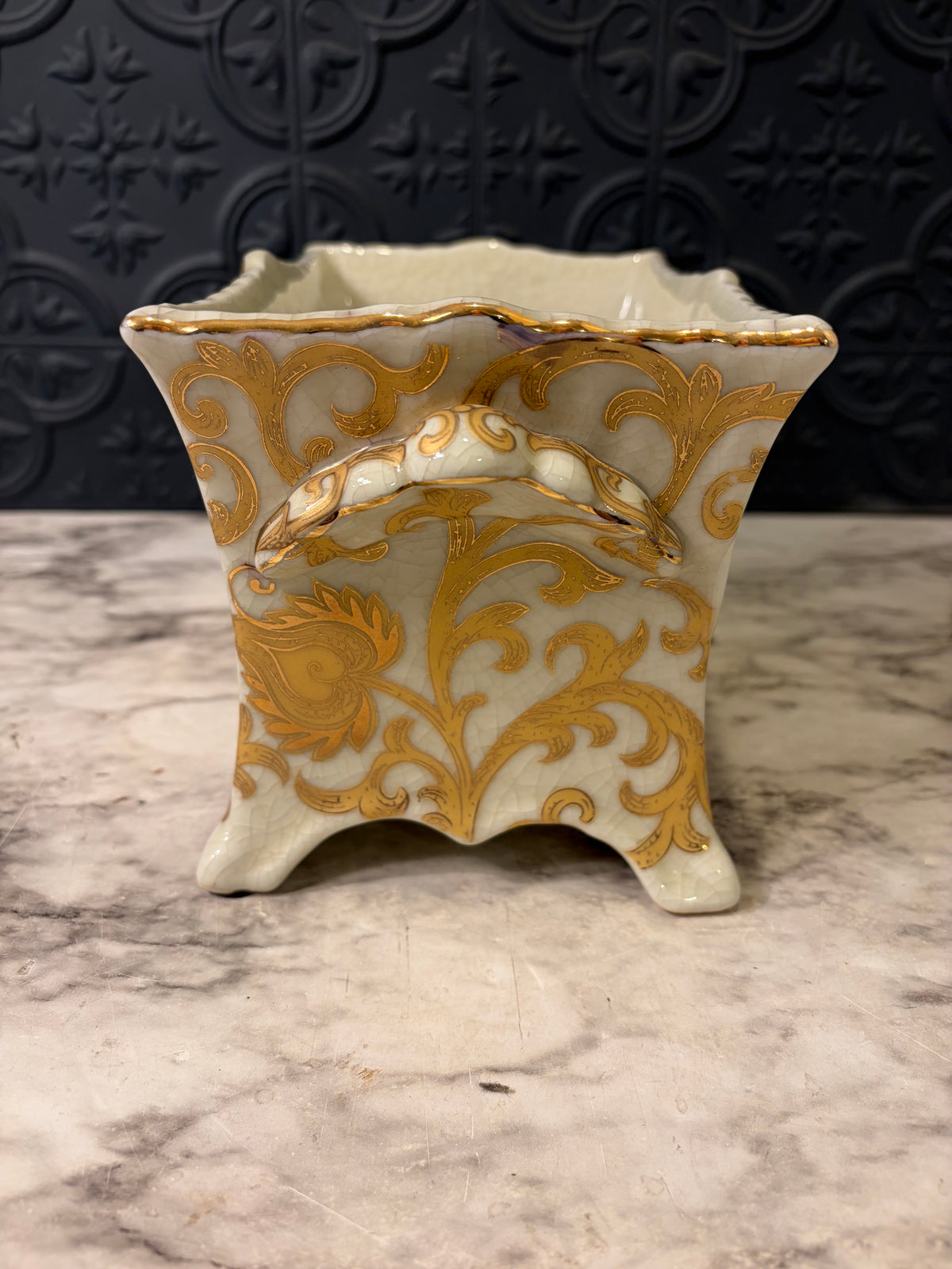 White and Gold Planter