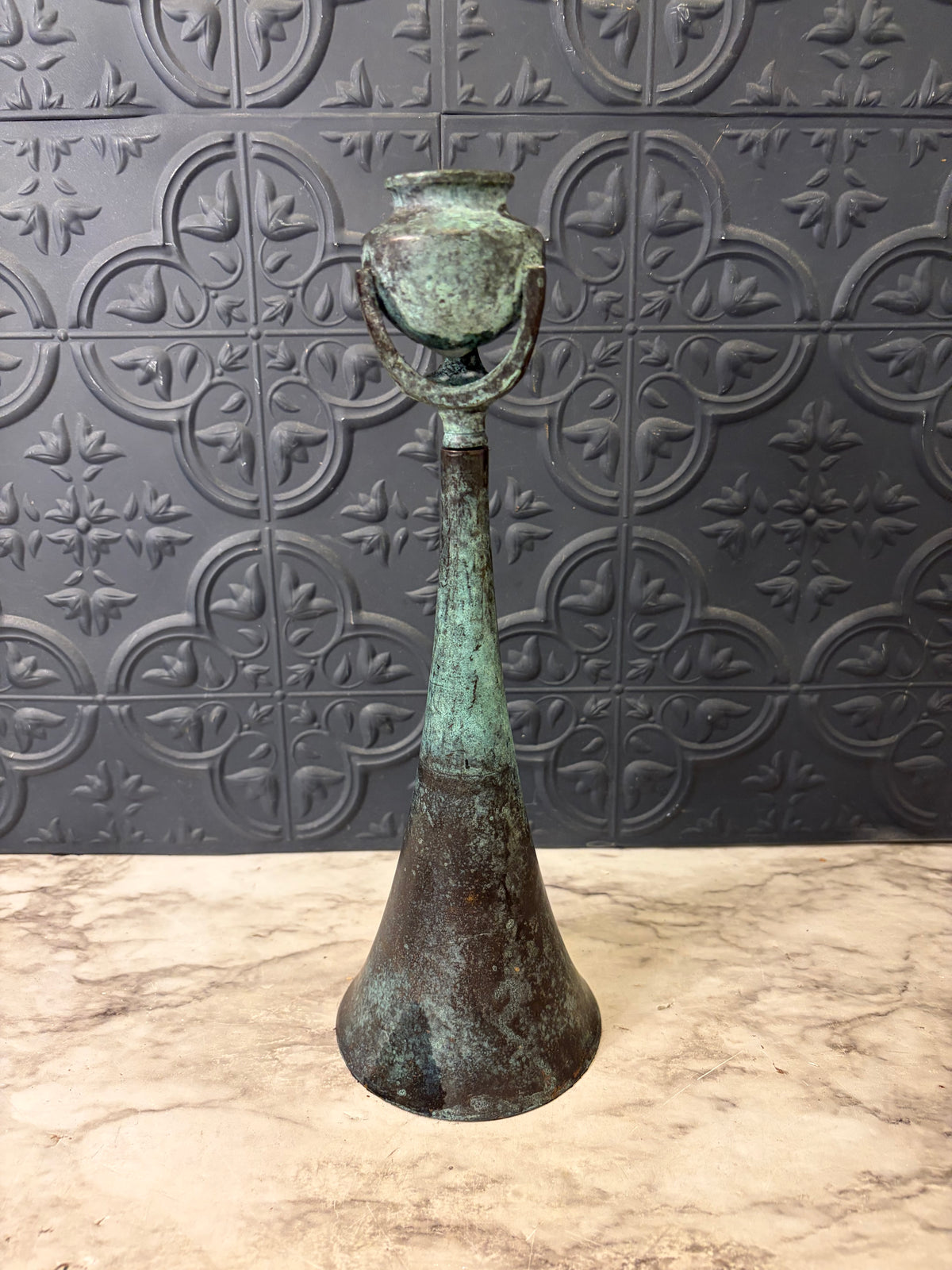 Patina Art Nouveau Candle Holder 10.75"