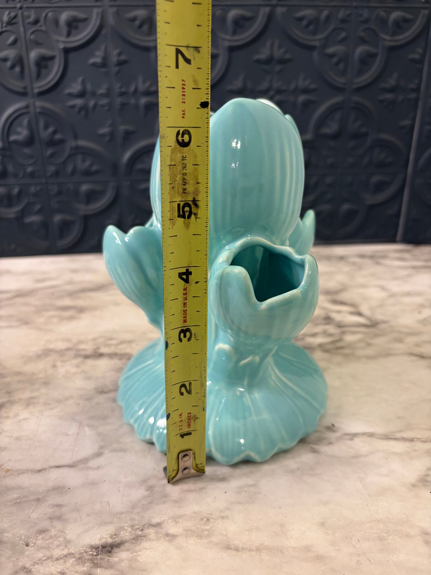 Camark Pottery Teal Tulip Vase