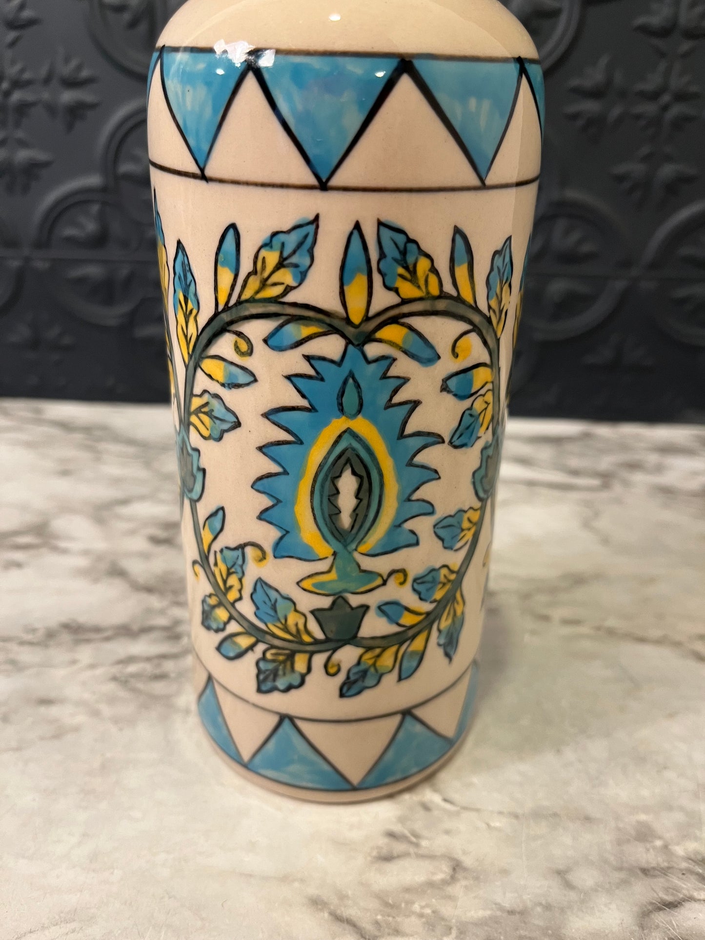 Teal and Yellow Bottle with Cork