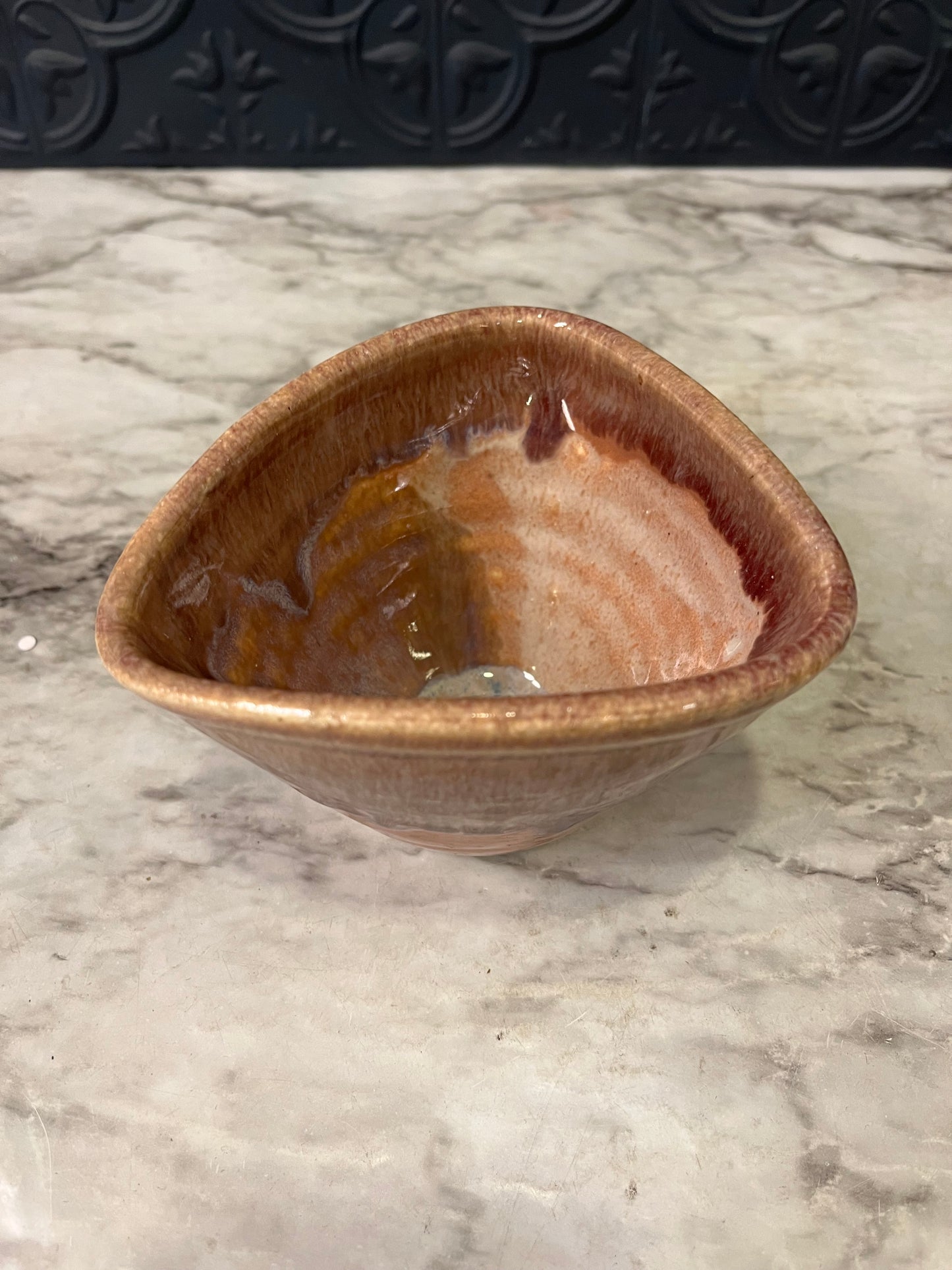 Triangle Orange Pottery Bowl